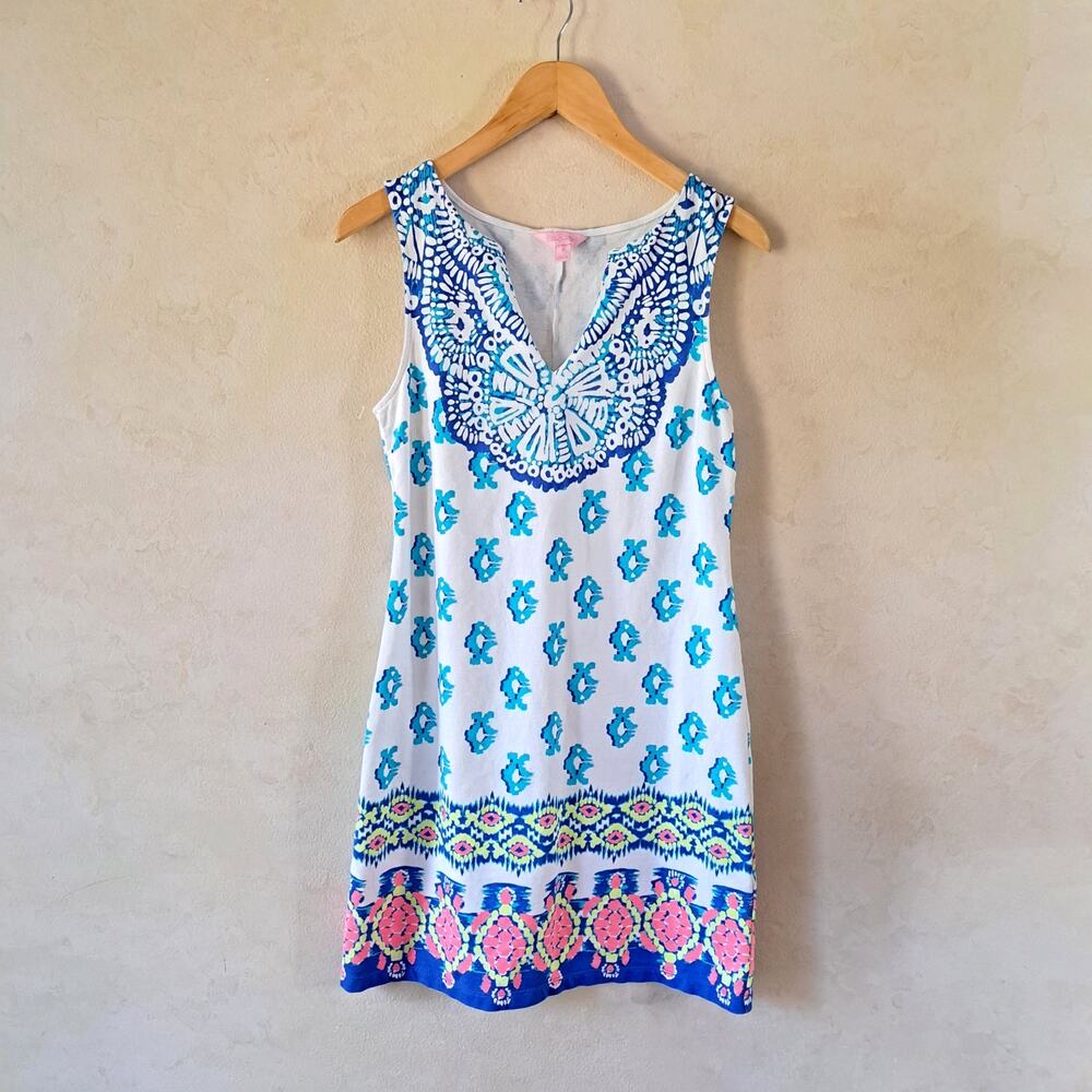 LILLY PULITZER Harper Shift Dress Size Small To The Sea Sleeveless French Terry - Picture 8 of 10